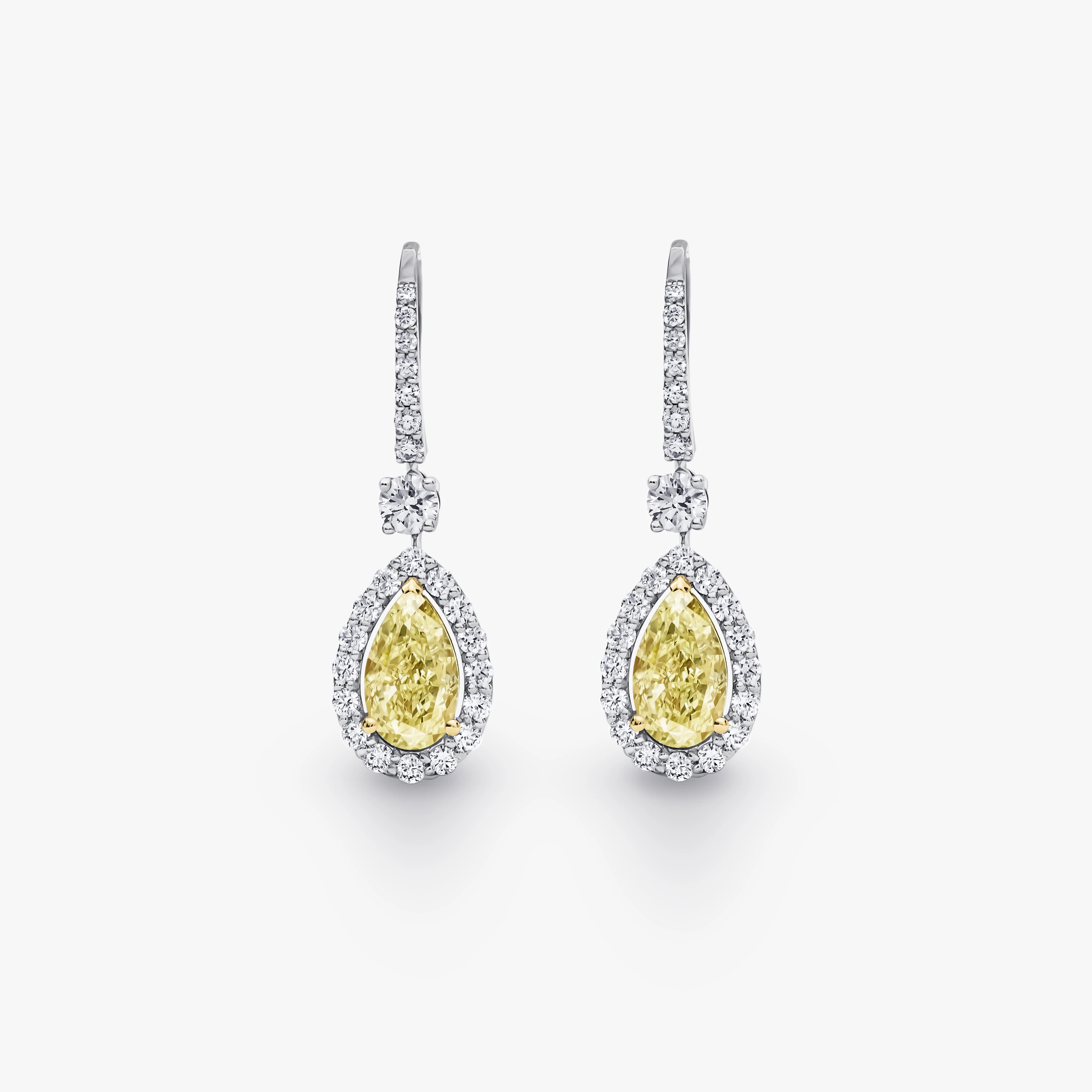 YELLOW PEAR AND WHITE DIAMOND EARRINGS