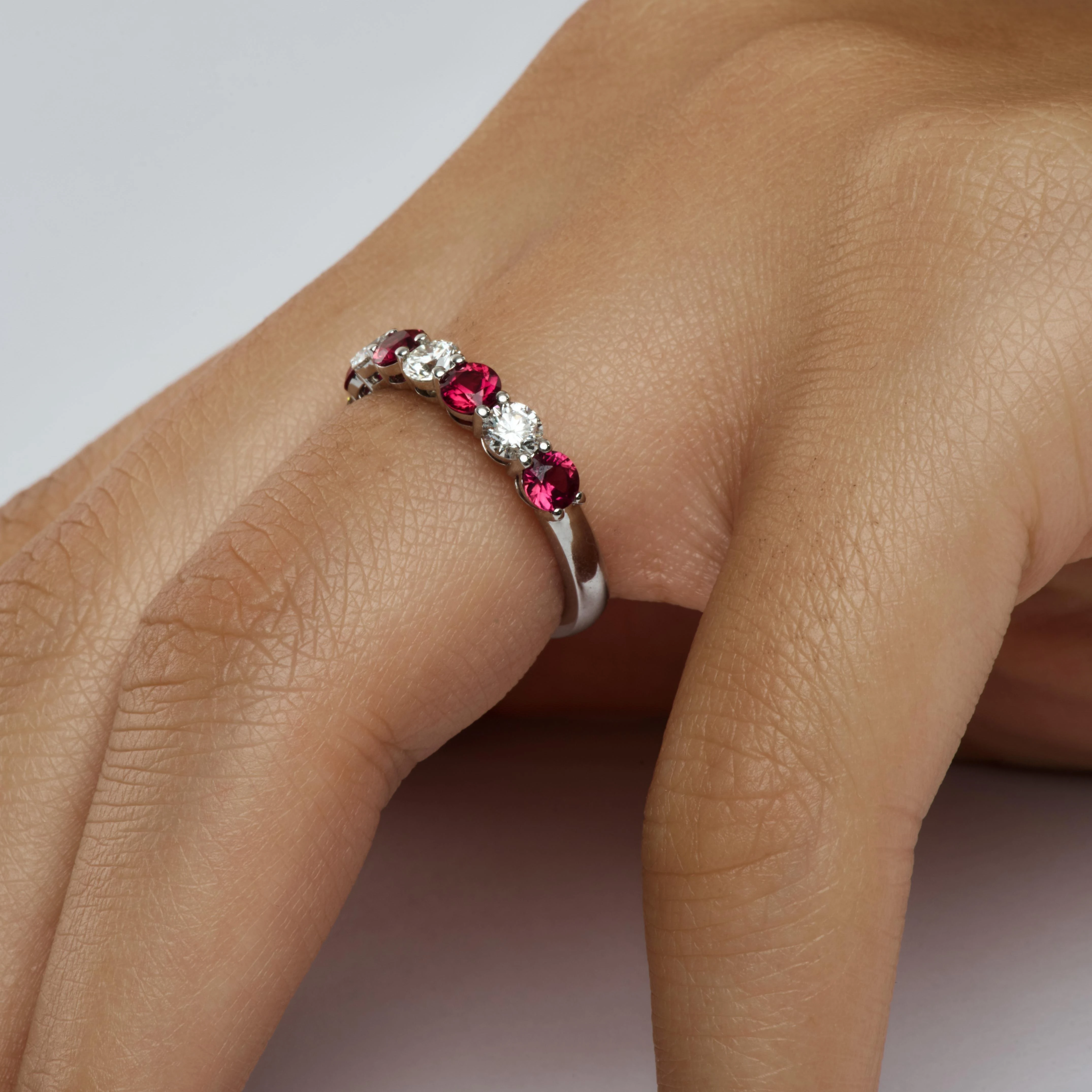 ROUND CUT RUBY AND DIAMOND RING