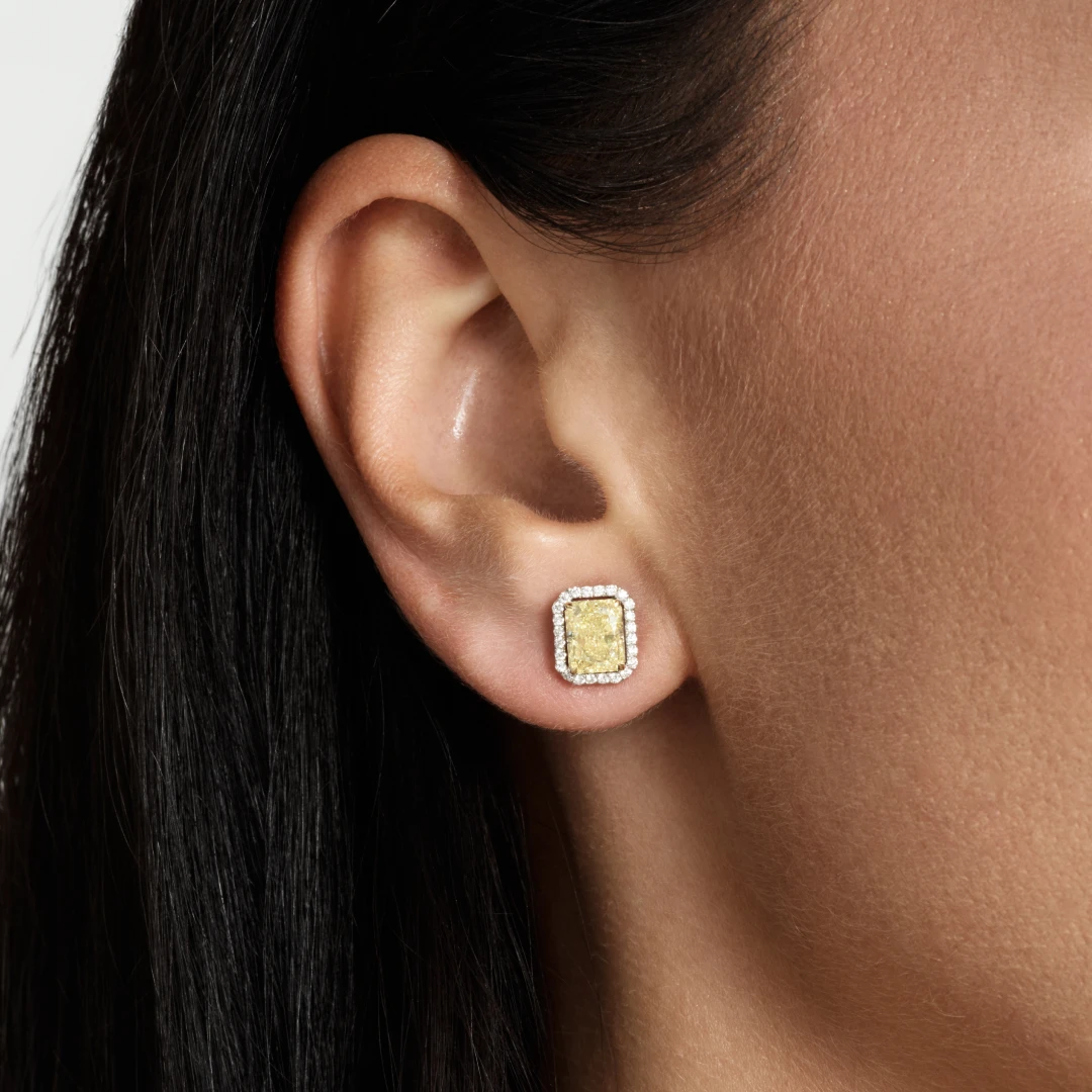 YELLOW DIAMOND HALO EARRINGS