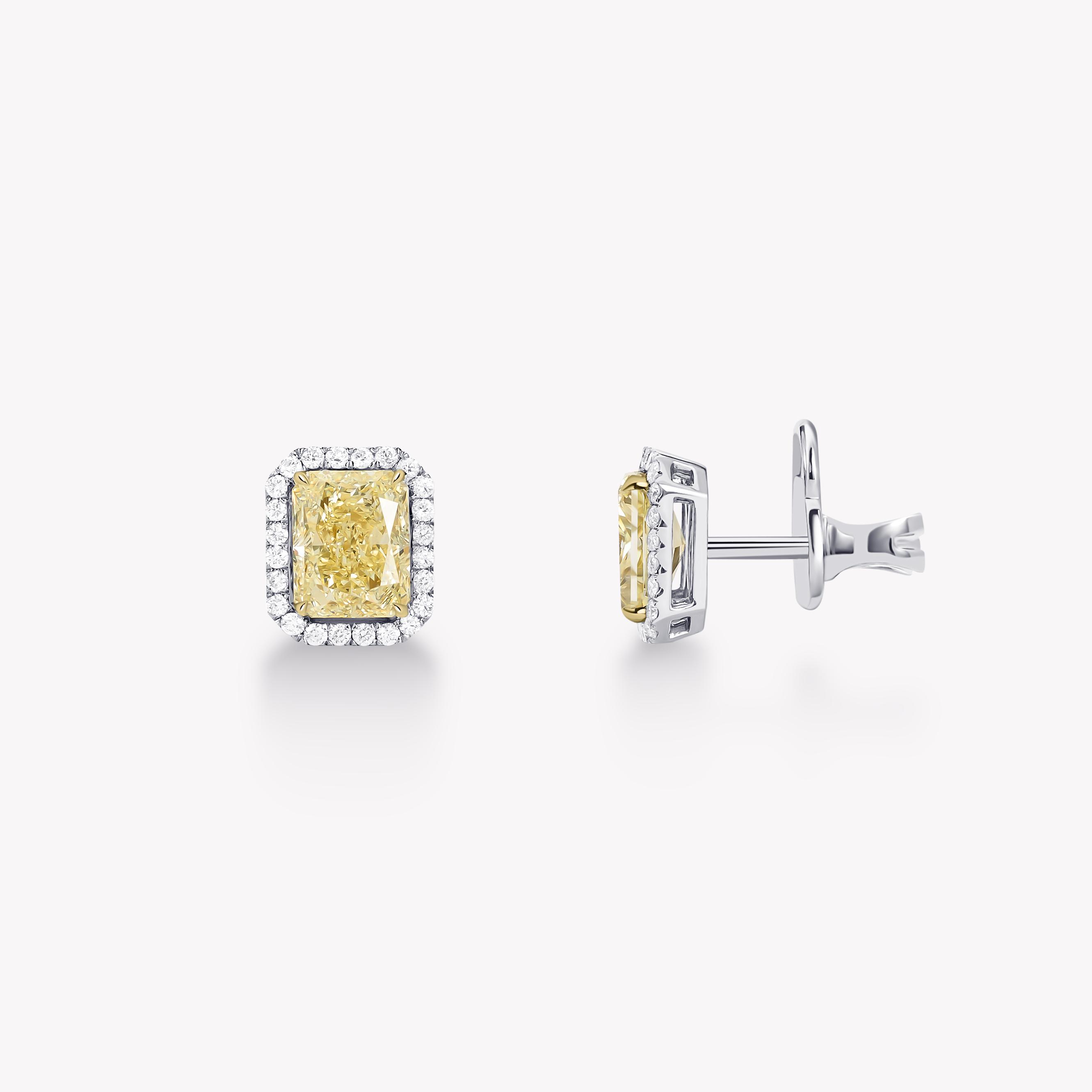 YELLOW DIAMOND HALO EARRINGS