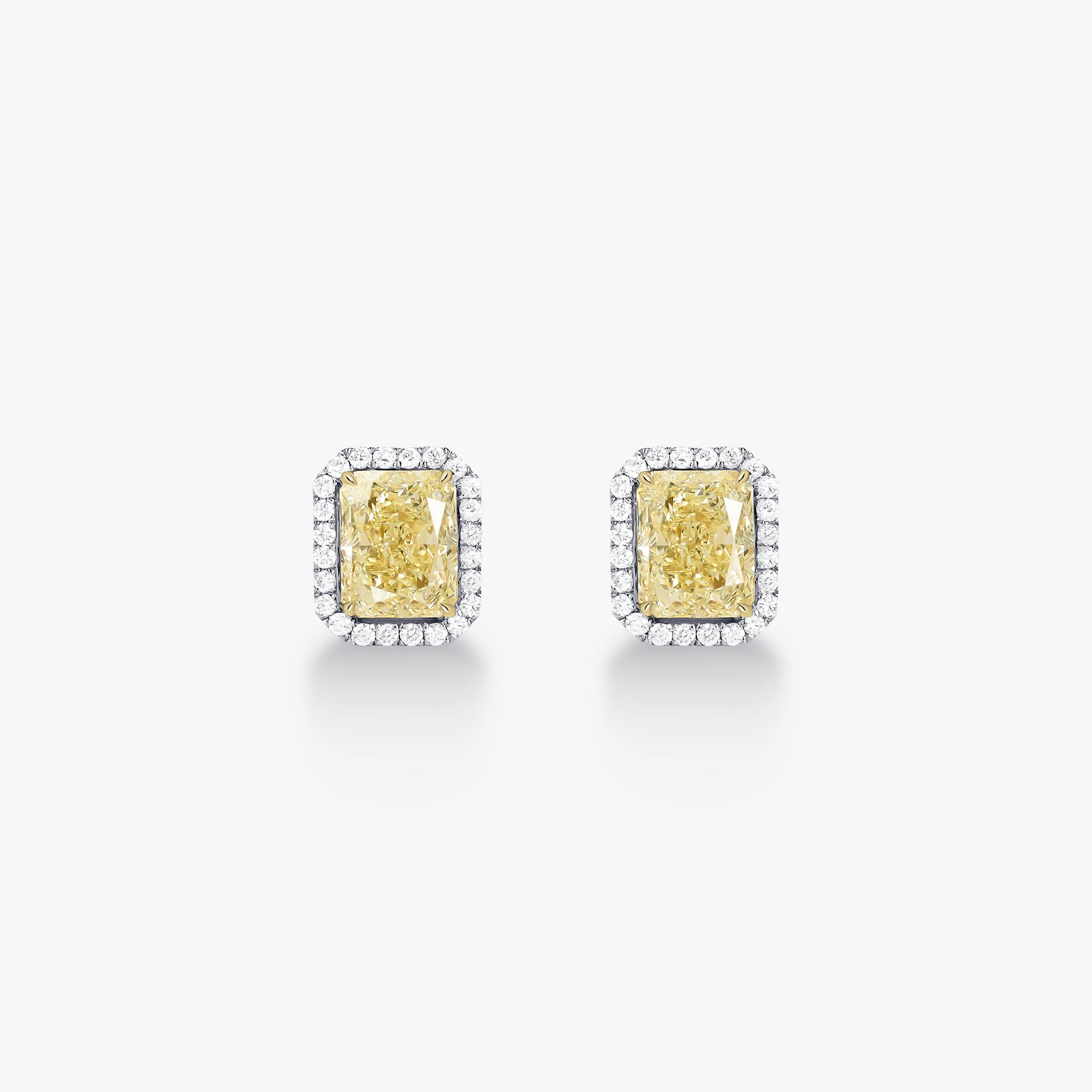 YELLOW DIAMOND HALO EARRINGS