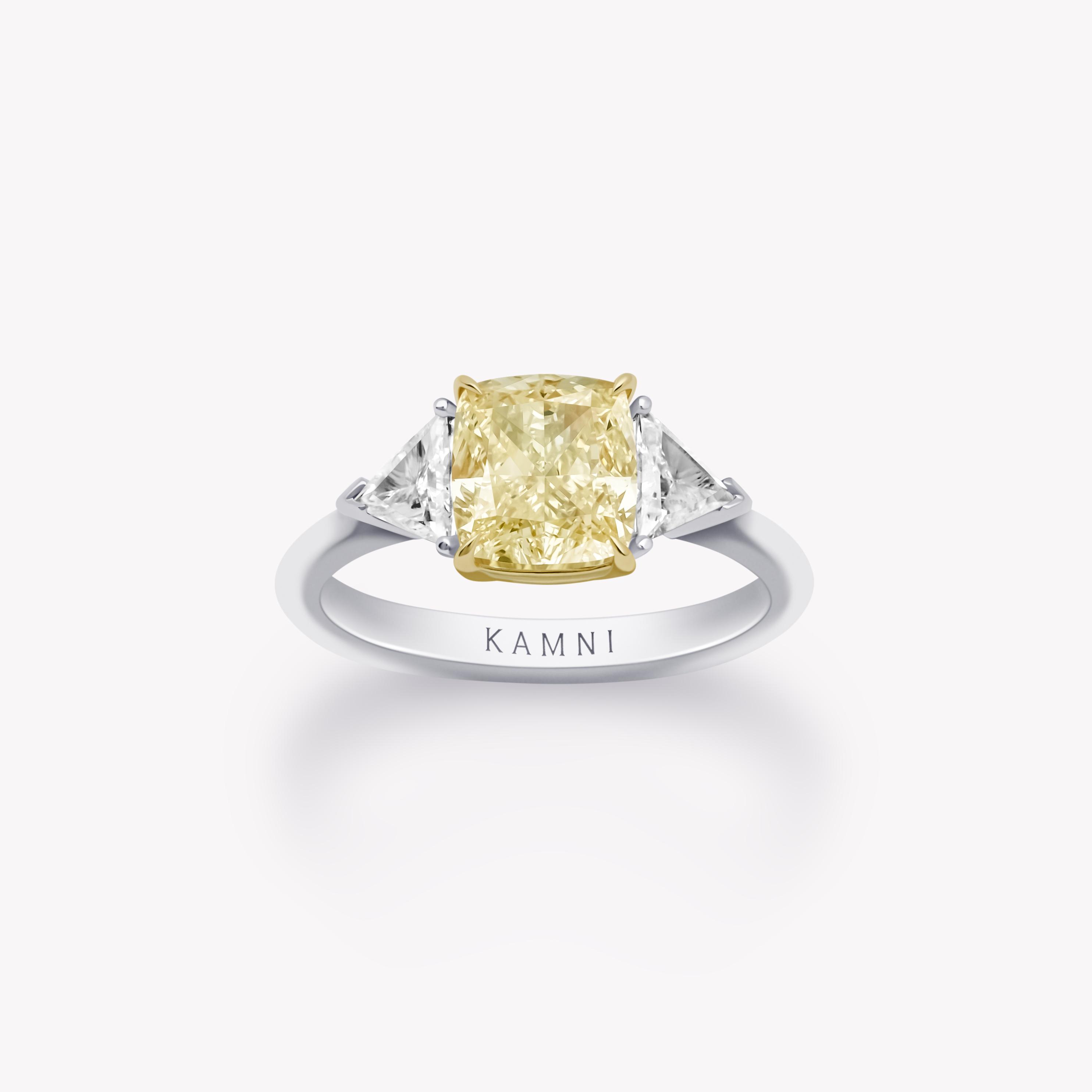 CUSHION CUT YELLOW DIAMOND ENGAGEMENT RING