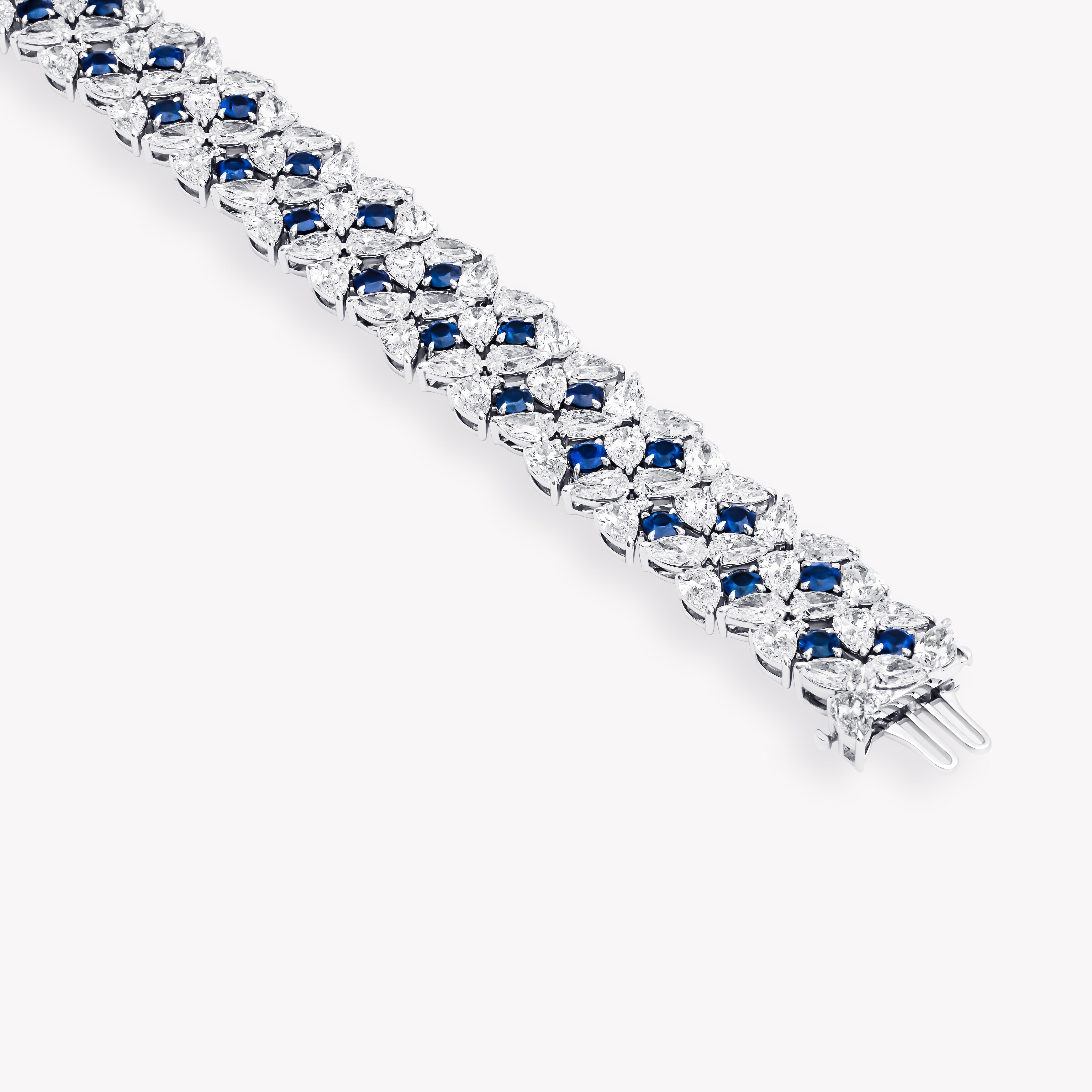 SAPPHIRE AND DIAMOND FLORAL BRACELET