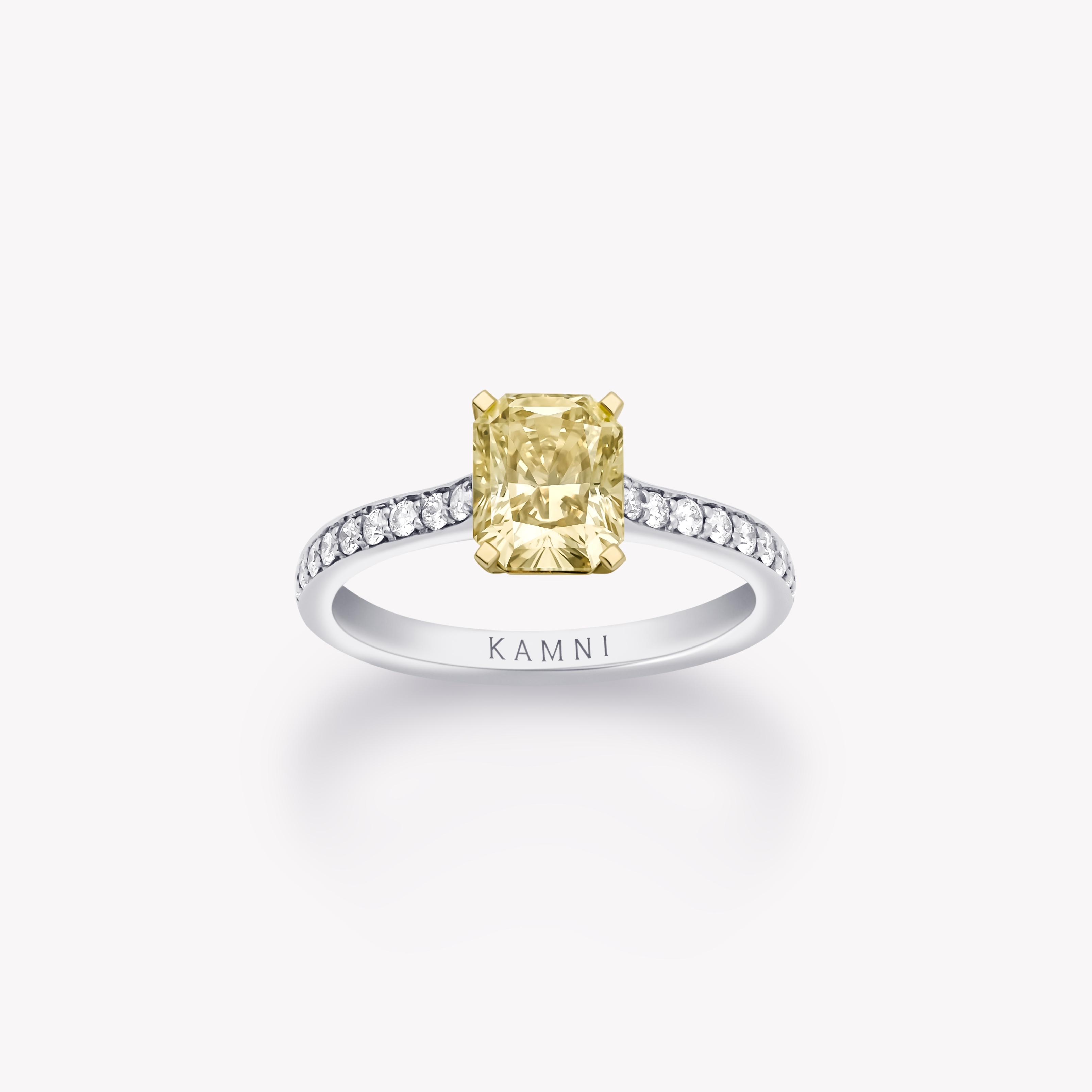 RADIANT CUT YELLOW DIAMOND RING