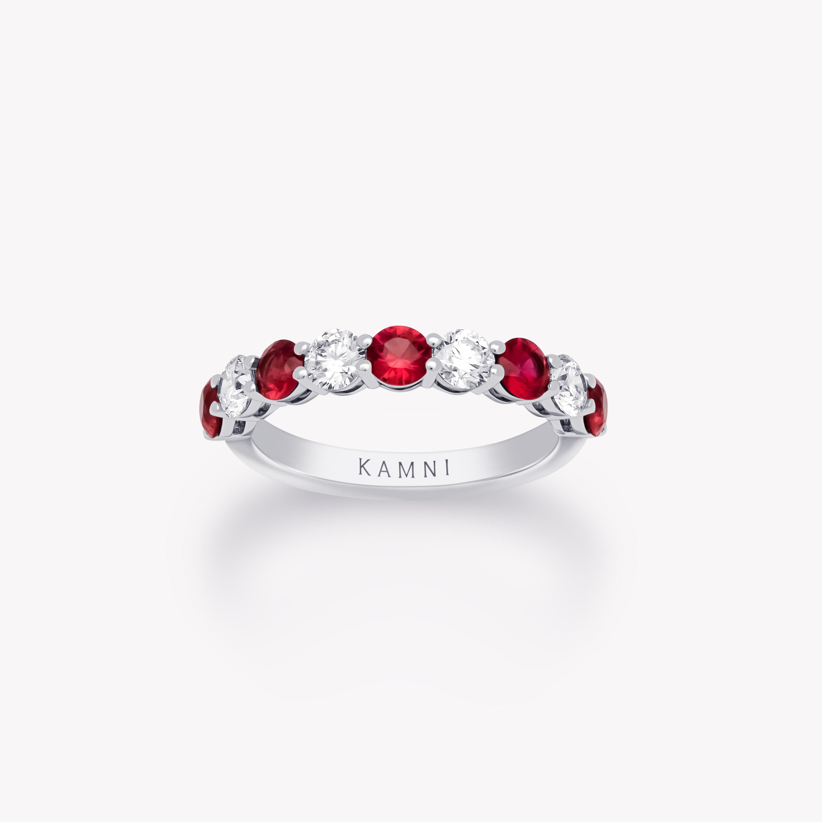 ROUND CUT RUBY AND DIAMOND RING