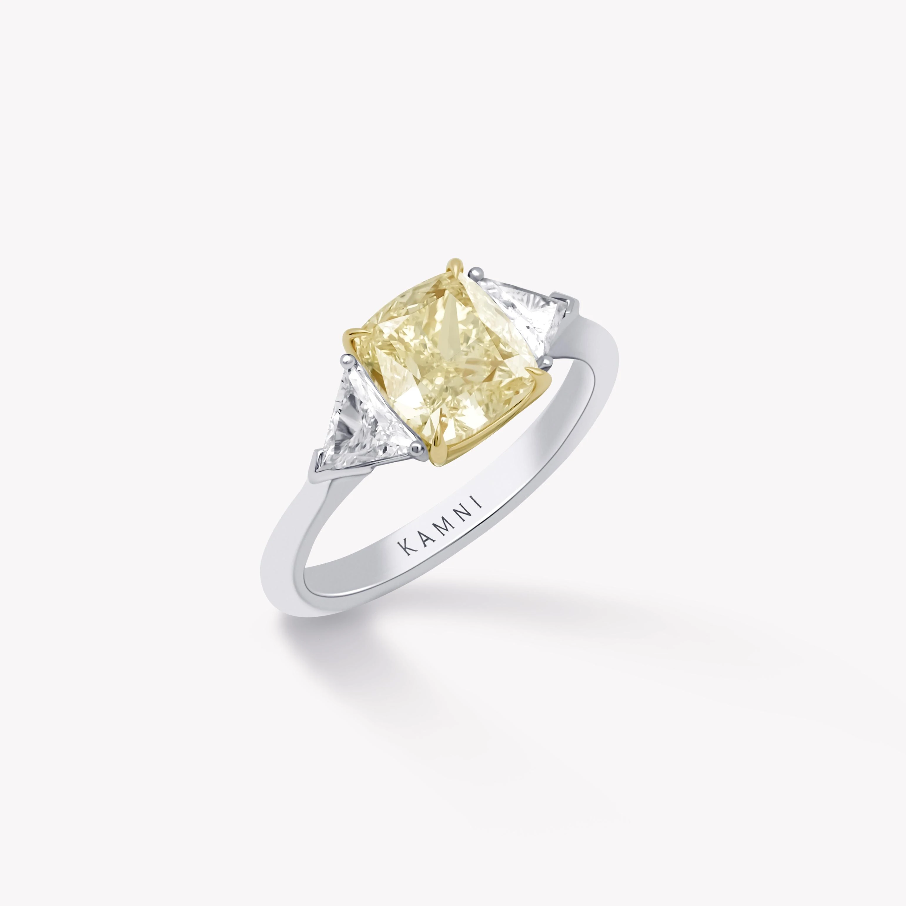 CUSHION CUT YELLOW DIAMOND ENGAGEMENT RING