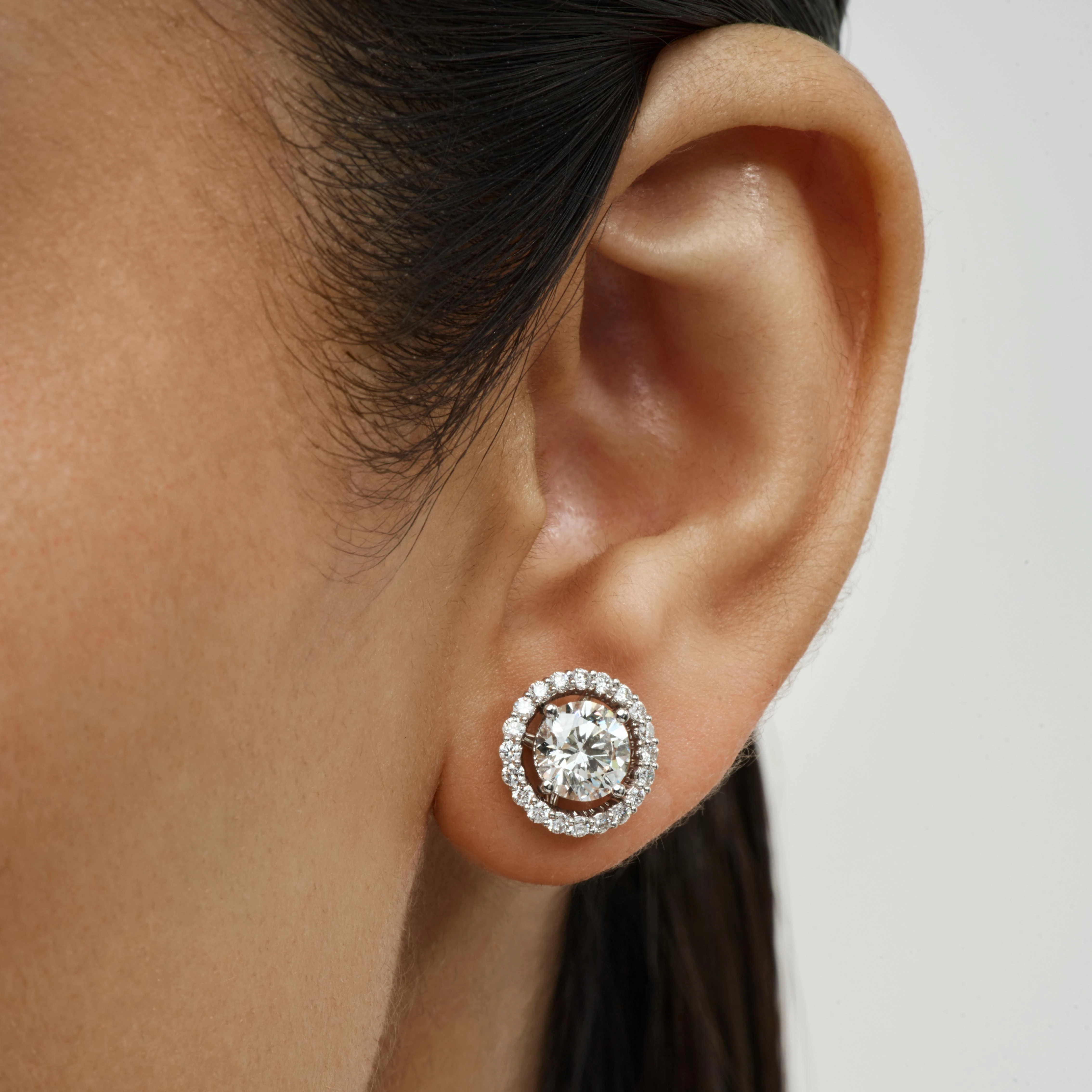 ROUND DIAMOND TRANSFORMER STUD EARRINGS