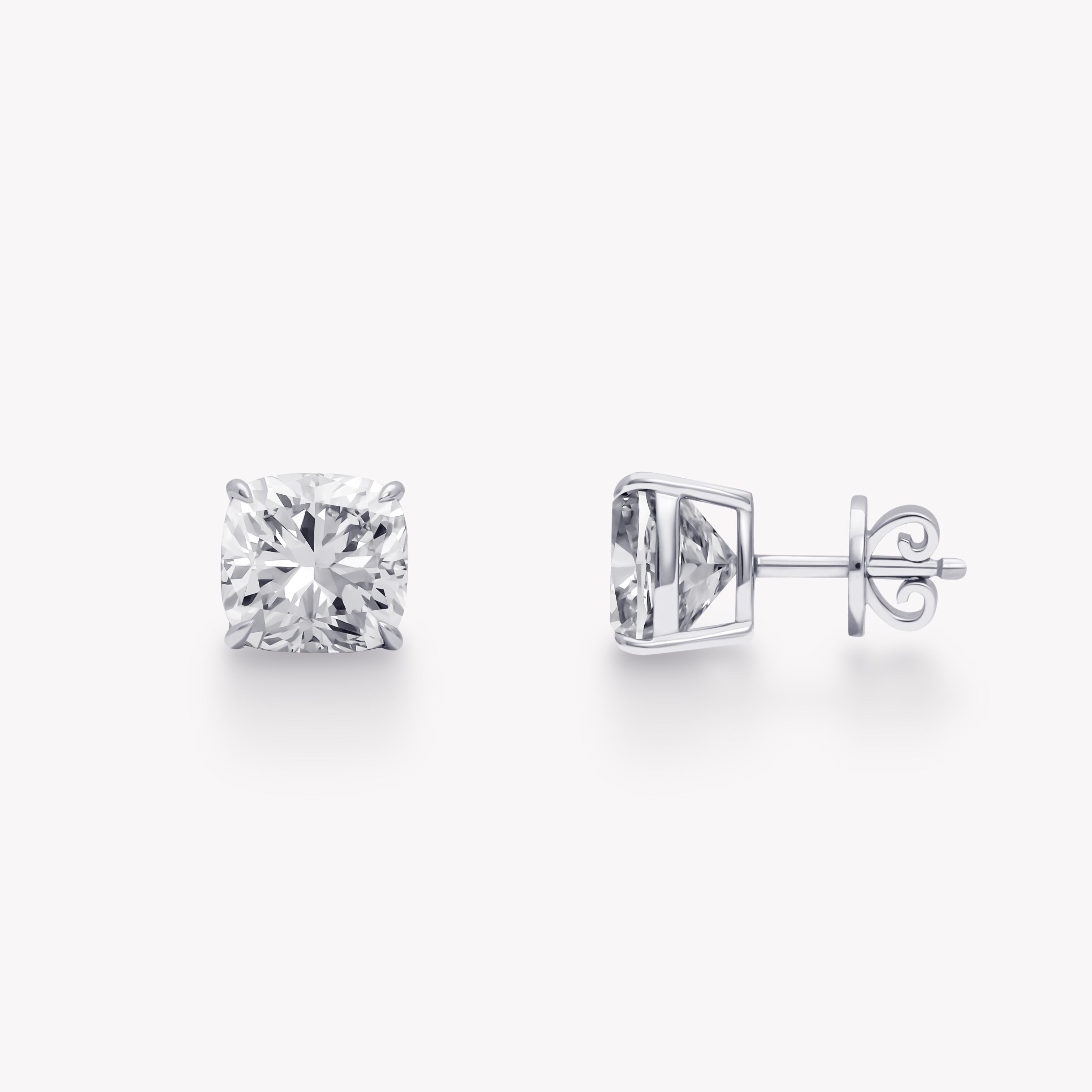 CUSHION DIAMOND STUD EARRINGS
