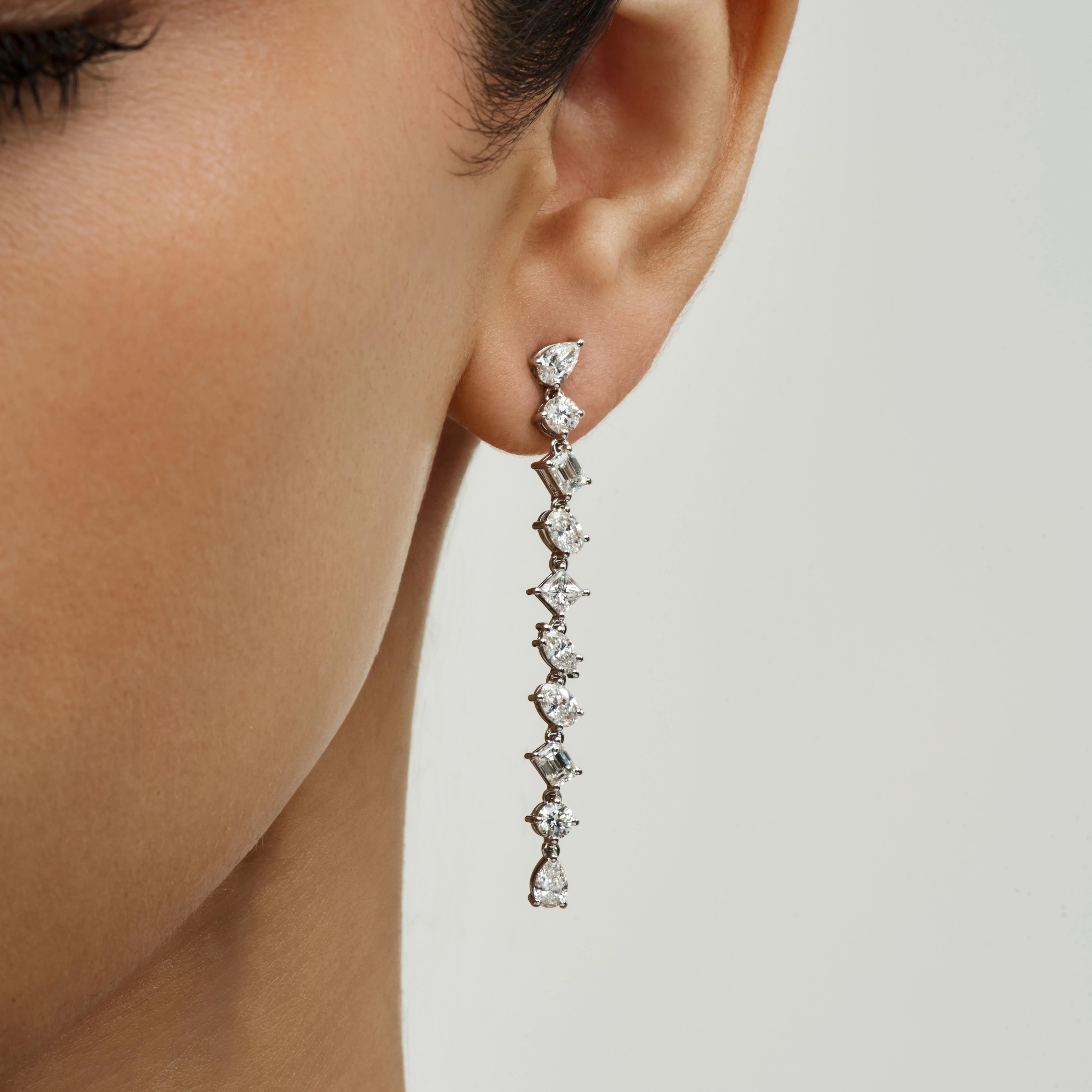 MULTI-SHAPE DIAMOND DROP EARRINGS