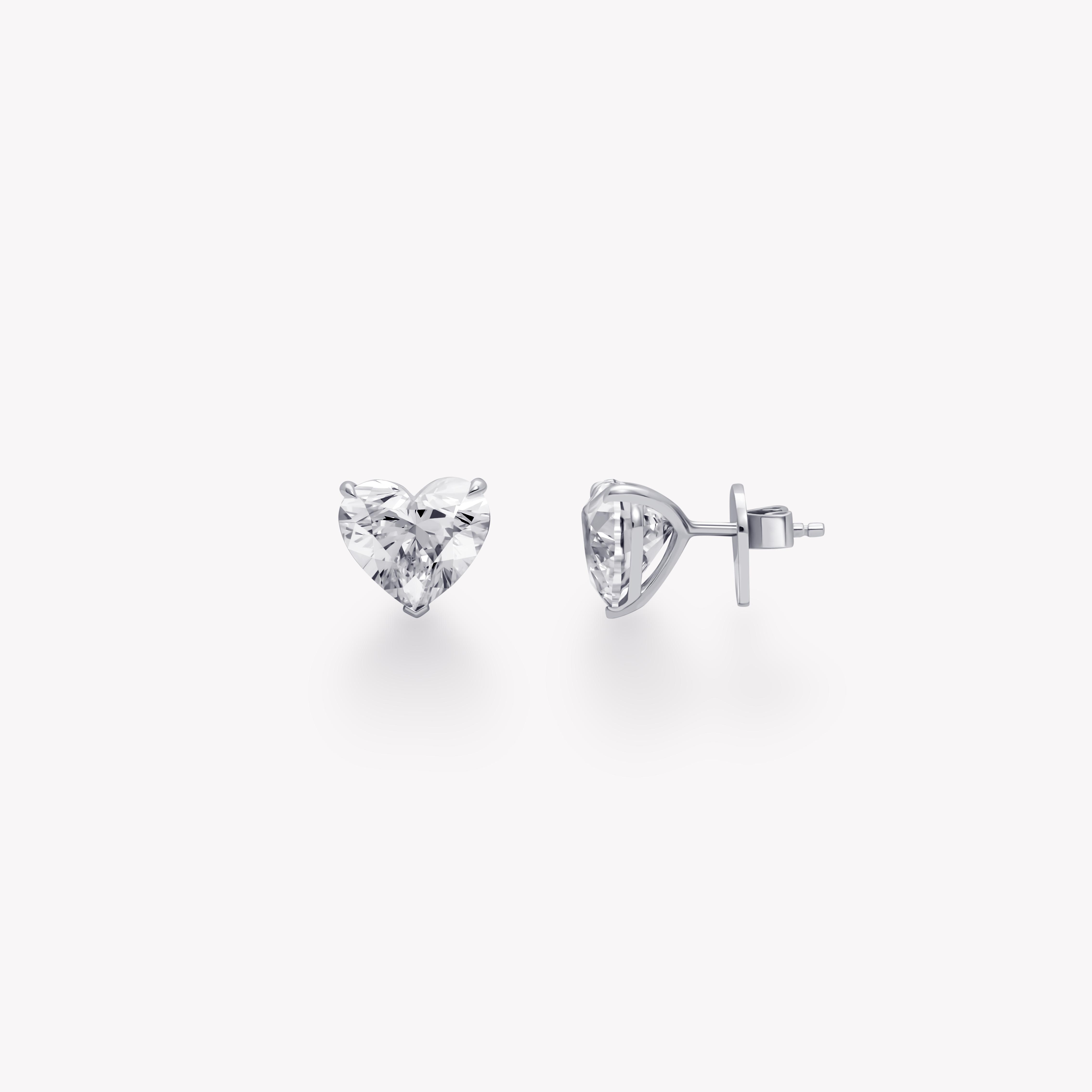 HEART-SHAPED DIAMOND STUD EARRINGS