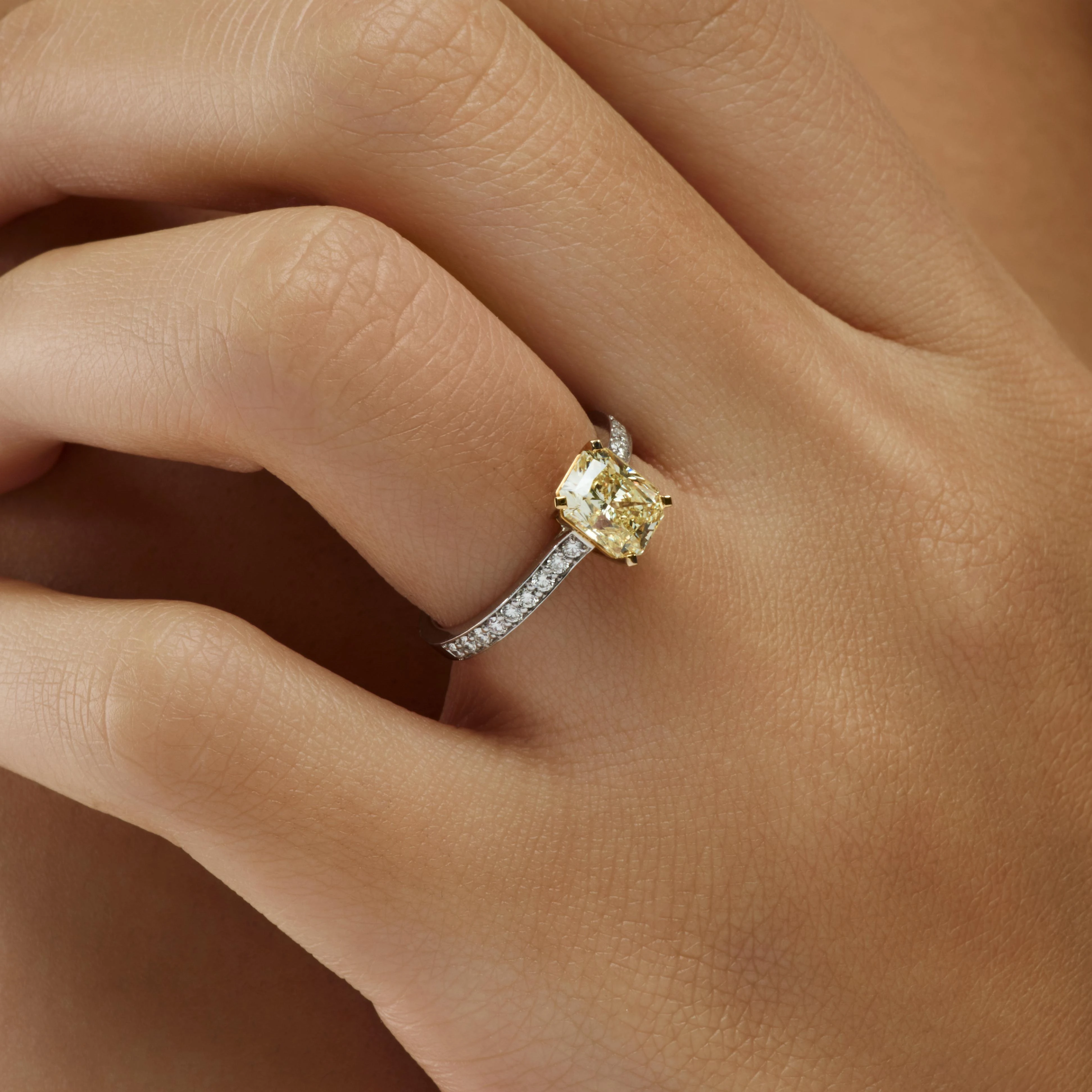 RADIANT CUT YELLOW DIAMOND RING