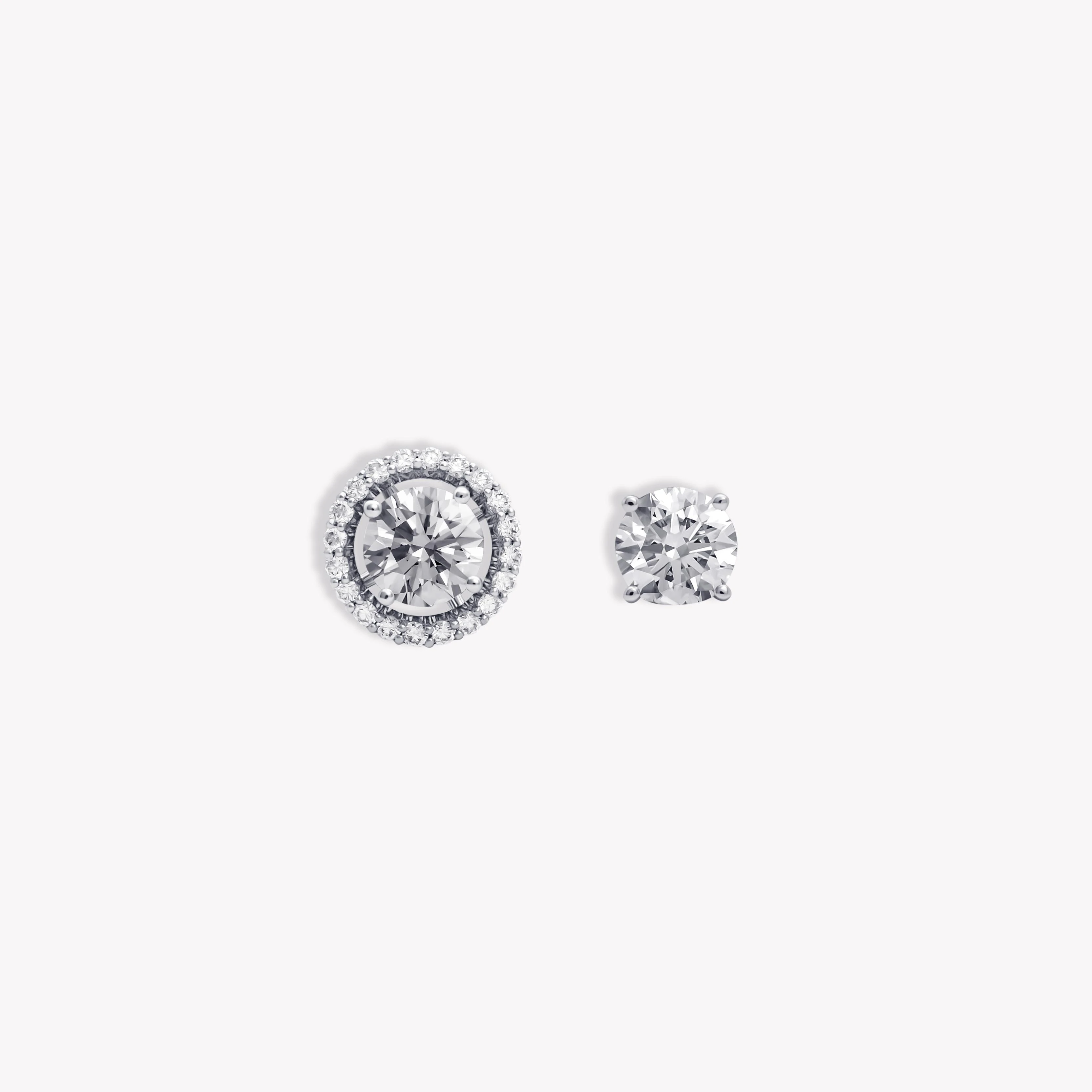 ROUND DIAMOND TRANSFORMER STUD EARRINGS
