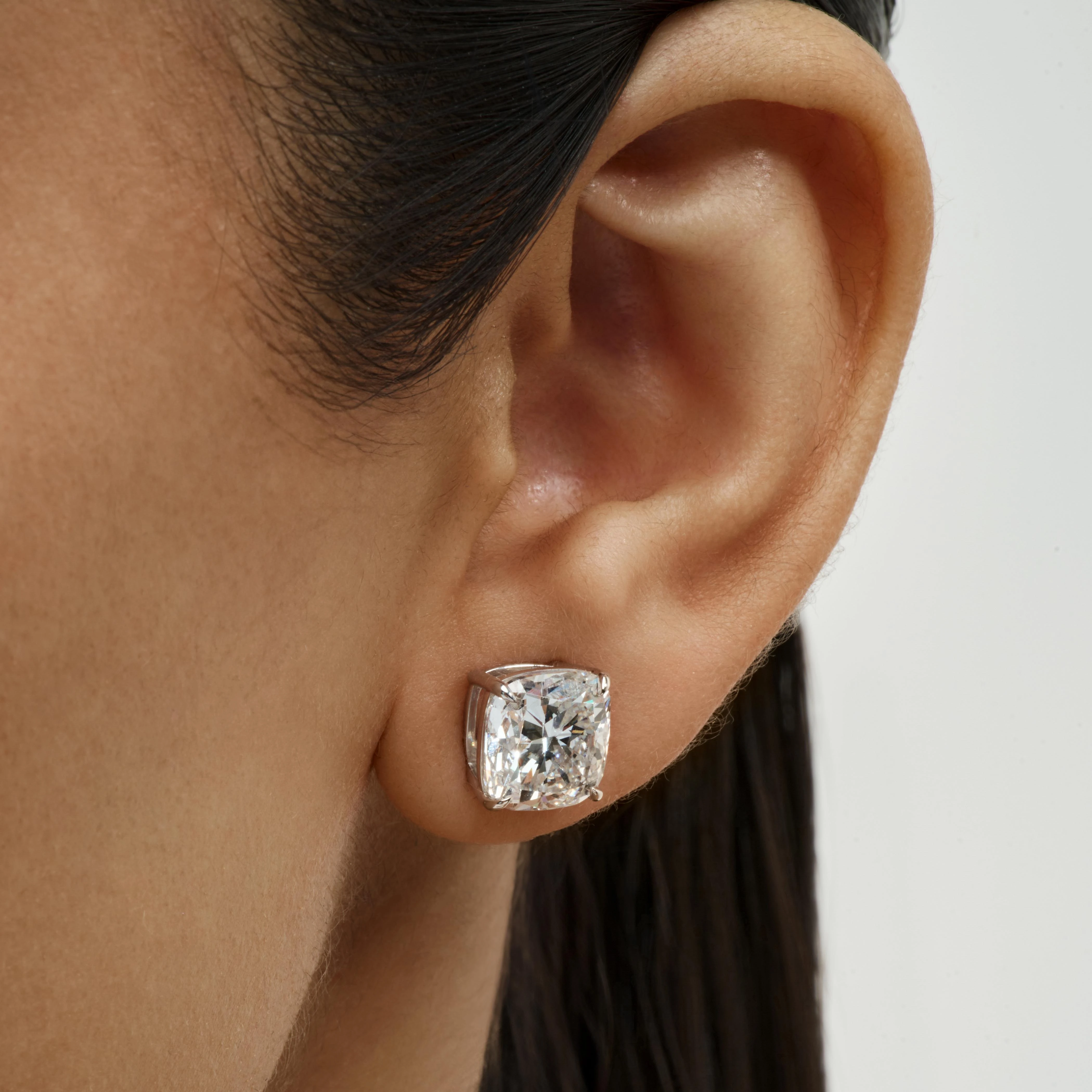 CUSHION DIAMOND STUD EARRINGS