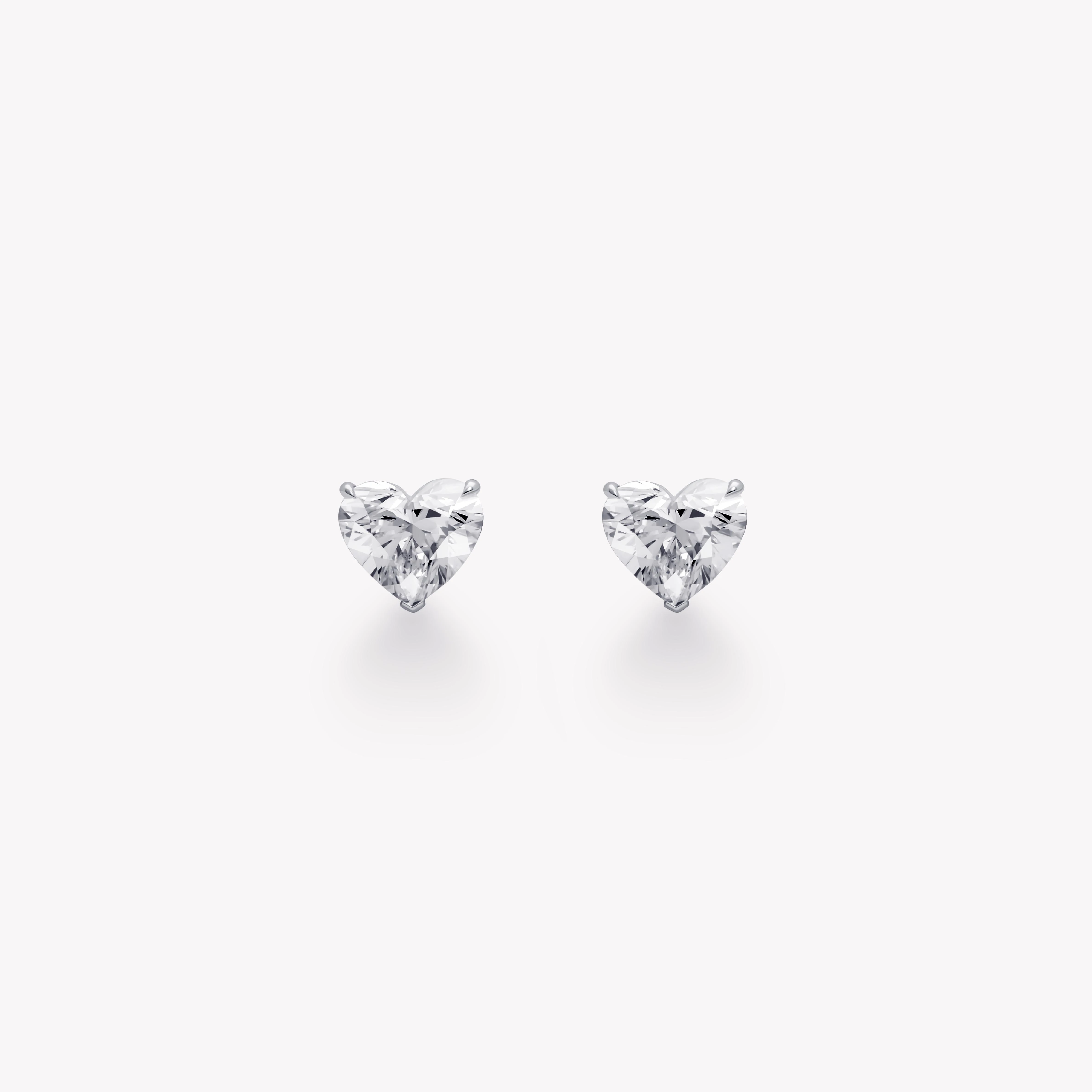 HEART-SHAPED DIAMOND STUD EARRINGS